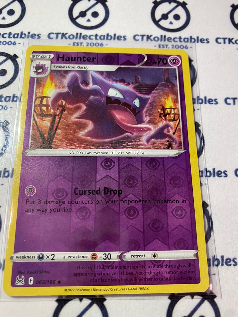 Haunter Reverse Holo #065/196 2022 Sword & Shield Lost Origin Pokemon Card