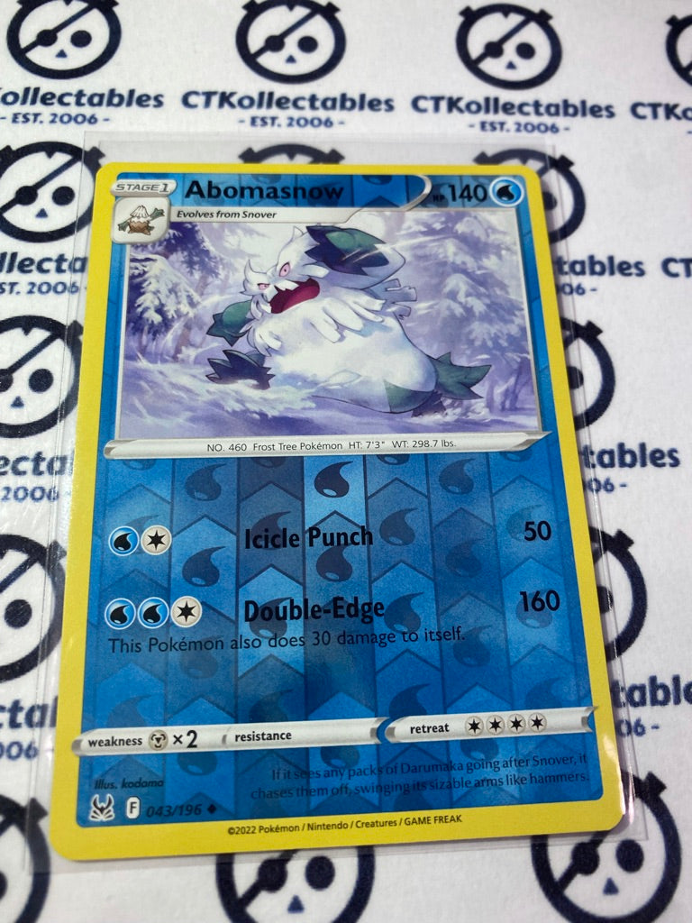 Abomasnow Reverse Holo #043/196 2022 Sword & Shield Lost Origin Pokemon Card