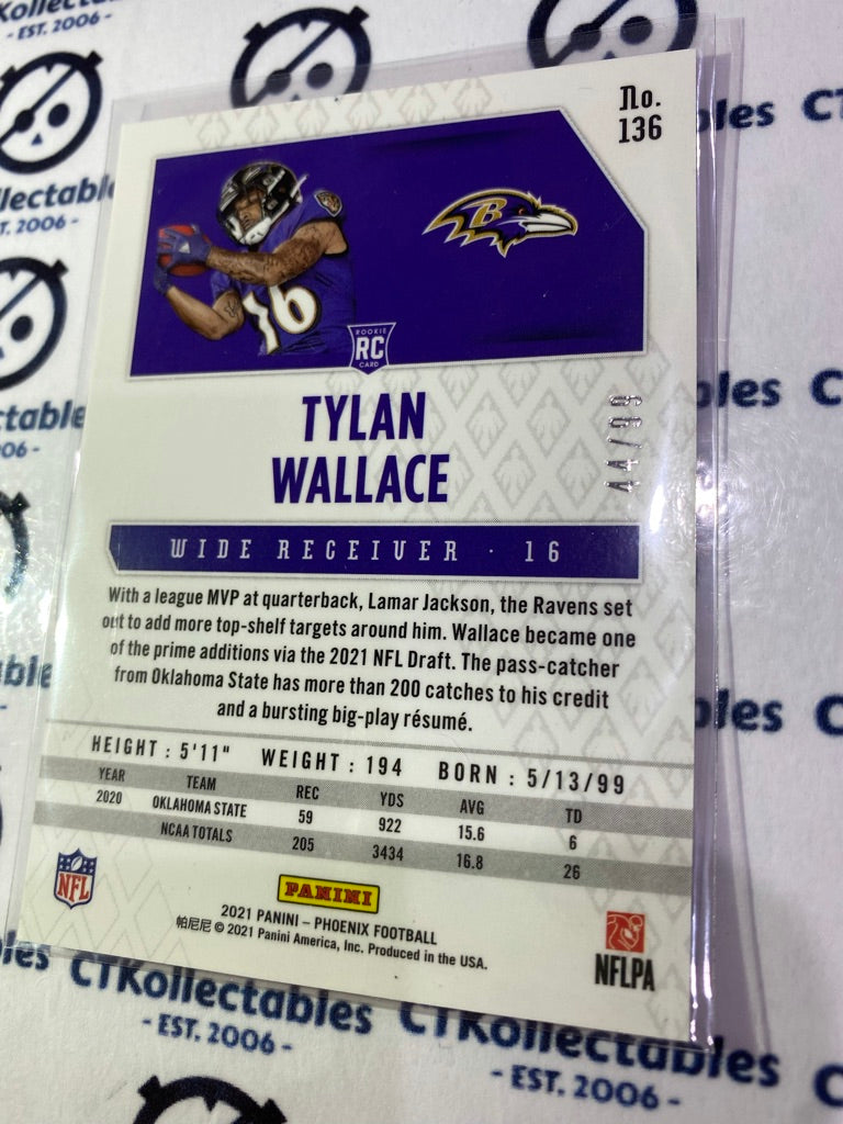 2021 NFL Phoenix Tylan Wallace rookie card Orange #44/99 Ravens
