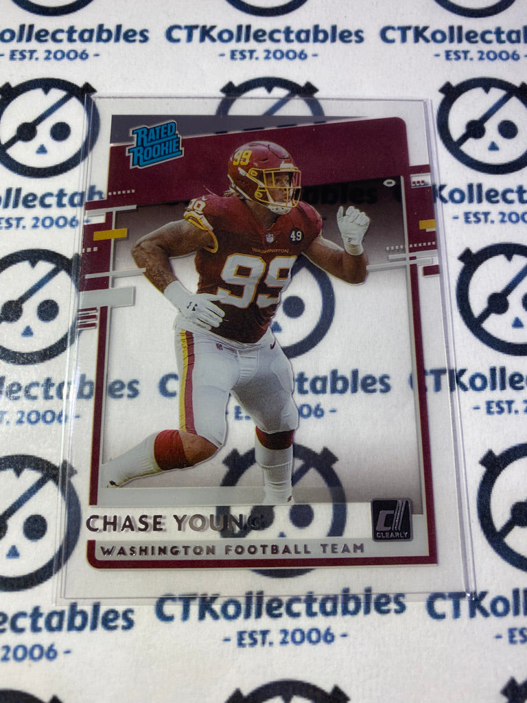 2020 NFL Chronicles Chase Young Clearly Donruss Rated Rookie RR-CY