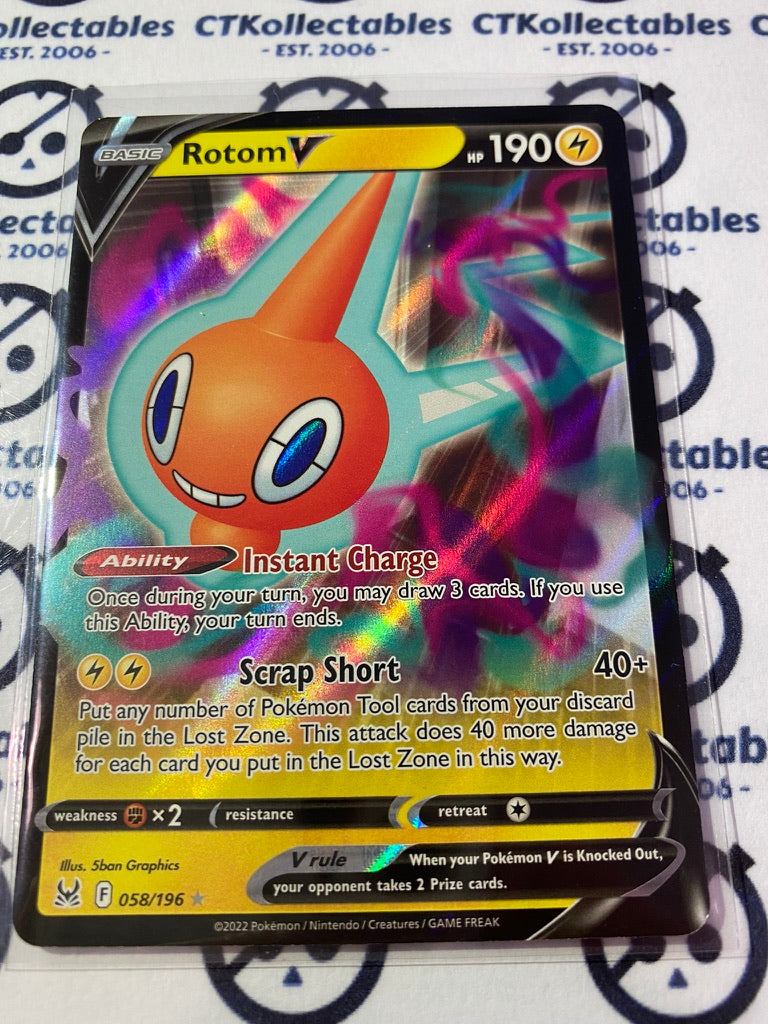 Rotom V #058/196 2022 Sword & Shield Lost Origin Pokemon Card