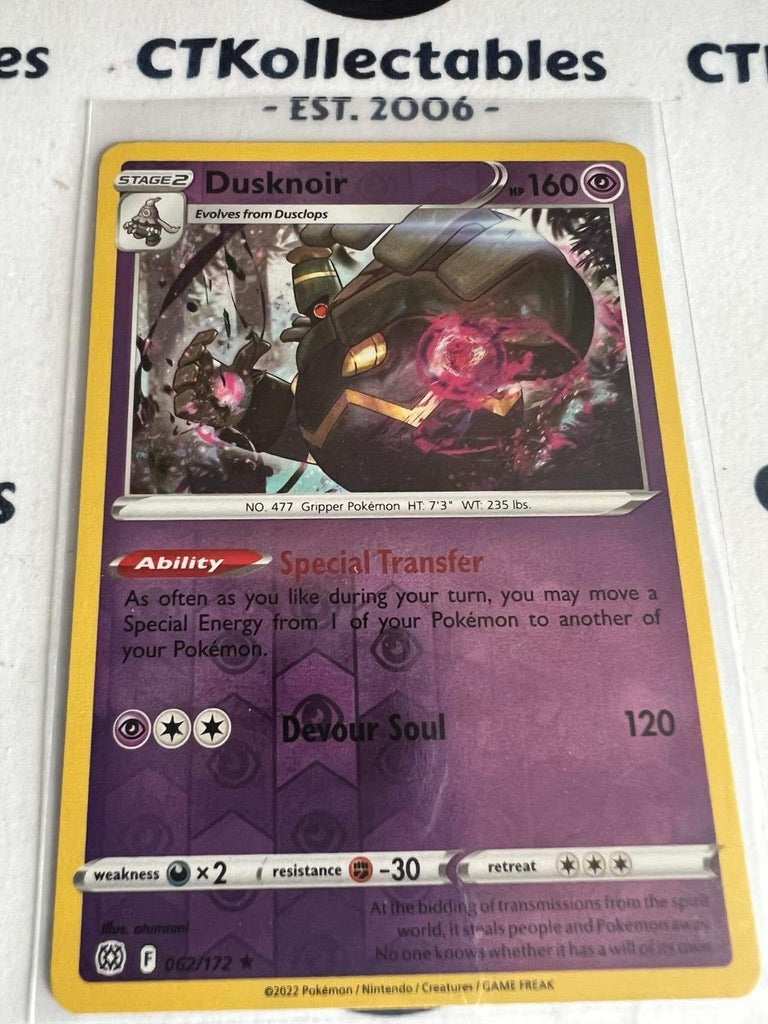 Dusknoir Reverse Holo Rare #062/172 Pokémon Card Brilliant Stars