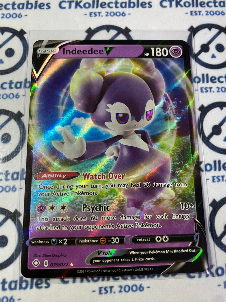 Indeedee V 039/072 Ultra Rare Shining Fates Pokemon Card
