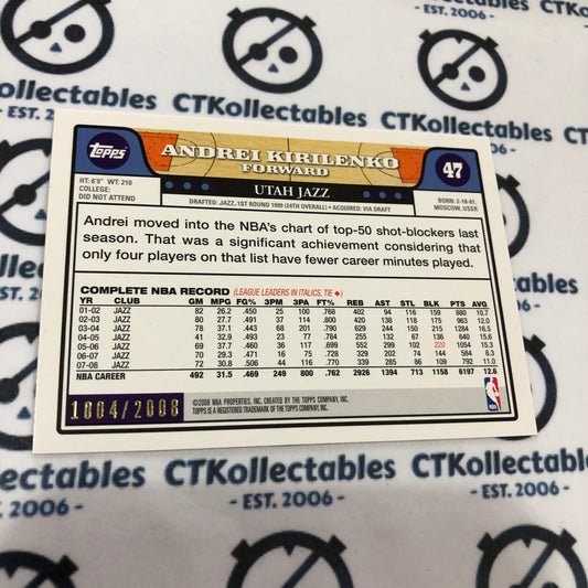2008-09 Topps Gold Andrei Kirilenko #1004/2008 Jazz