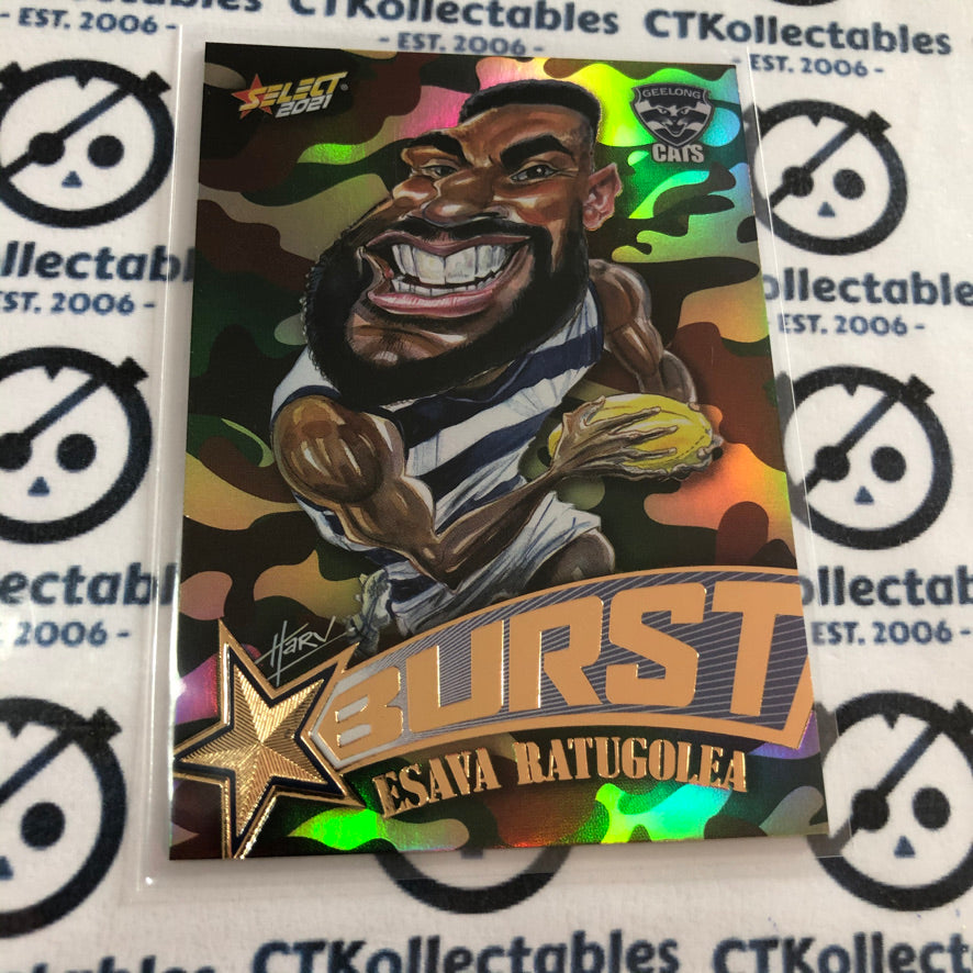 2021 AFL Footy Stars Camo Burst Esava Ratugolea #SBC27 Cats