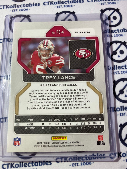 2021 NFL Chronicles Prizm Black Trey Lance Silver Prizm Rookie RC #PB-4 49ers