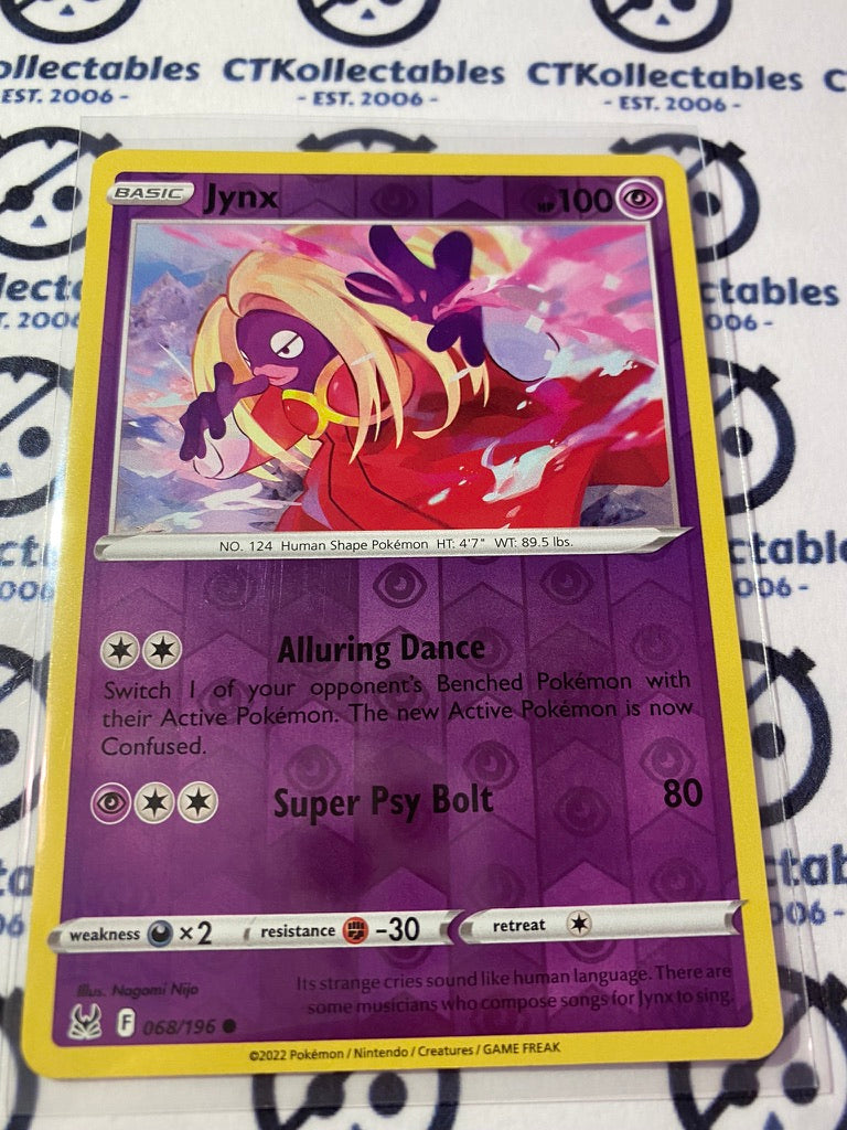 Jynx Reverse Holo #068/196 2022 Sword & Shield Lost Origin Pokemon Card