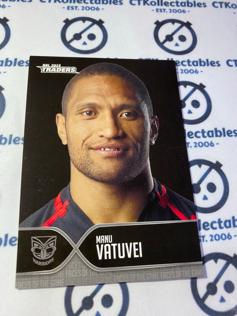 2015 NRL Traders Faces Of the Game Manu Vatuvei Warriors #45/48