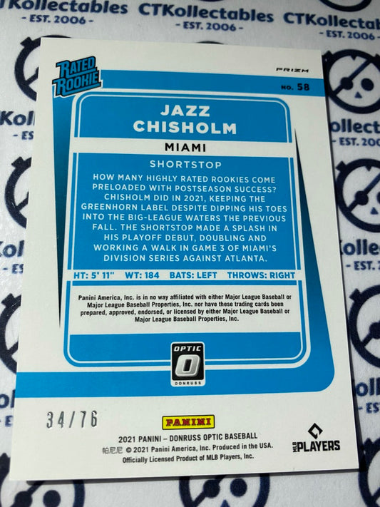 2021 Panini Donruss Optic Baseball Jazz Chisholm Rookie Spirit of '76 Prizm #34/76
