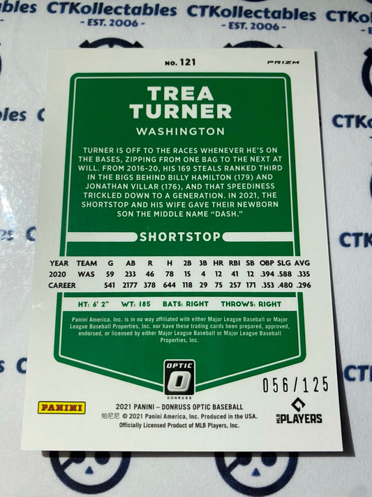 2021 Panini Donruss Optic Baseball Trea Turner Orange Prizm #056/125 Washington