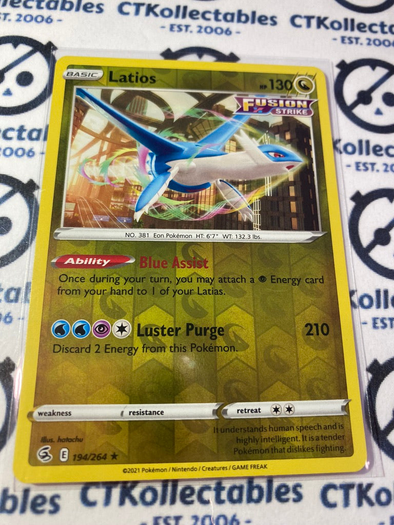 Latios Reverse Holo #194/264 2021 Sword & Shield Fusion Strike Pokemon Card