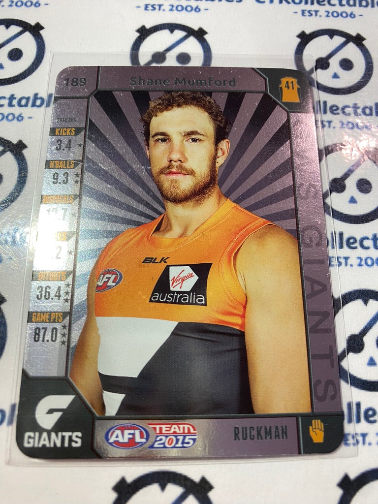 2015 AFL Teamcoach Silver #189 Shane Mumford Giants