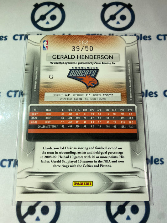 2009 NBA Prestige #162 Draft Picks Signature Gerald Henderson #39/50 Bobcats