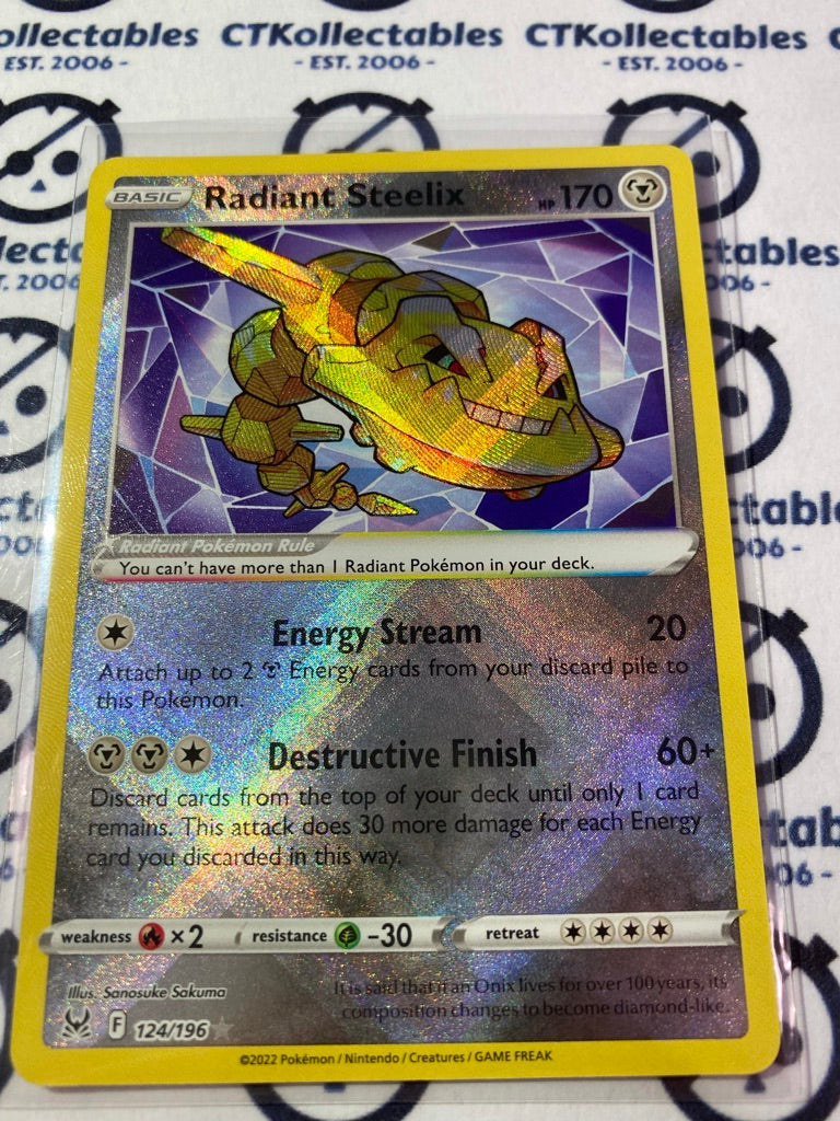 Radiant Hisuian Steelix #124/196 2022 Sword & Shield Lost Origin Pokemon Card