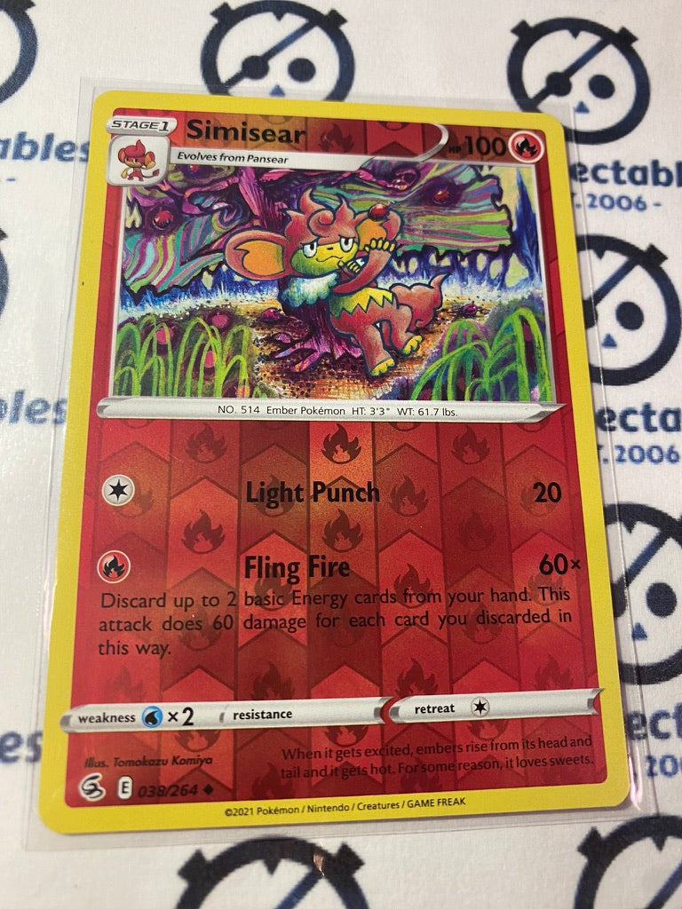 Simisear Reverse Holo #038/264 2021 Sword & Shield Fusion Strike Pokemon Card