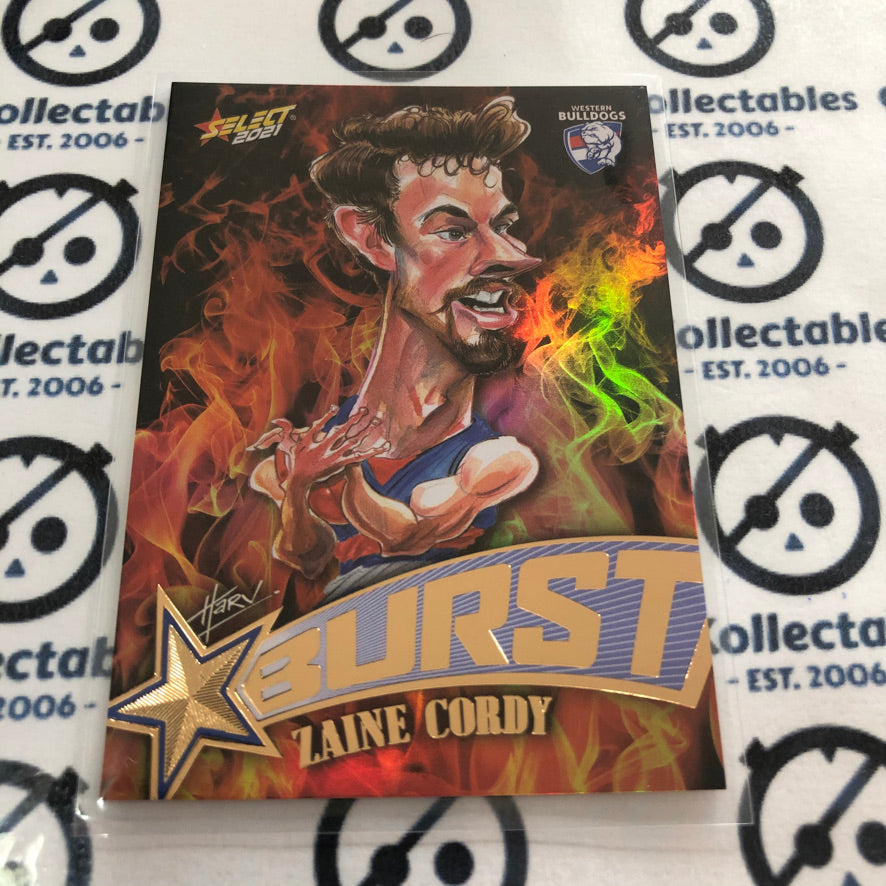 2021 AFL Footy Stars Fire Burst Zaine Cordy #SP70 Bulldogs