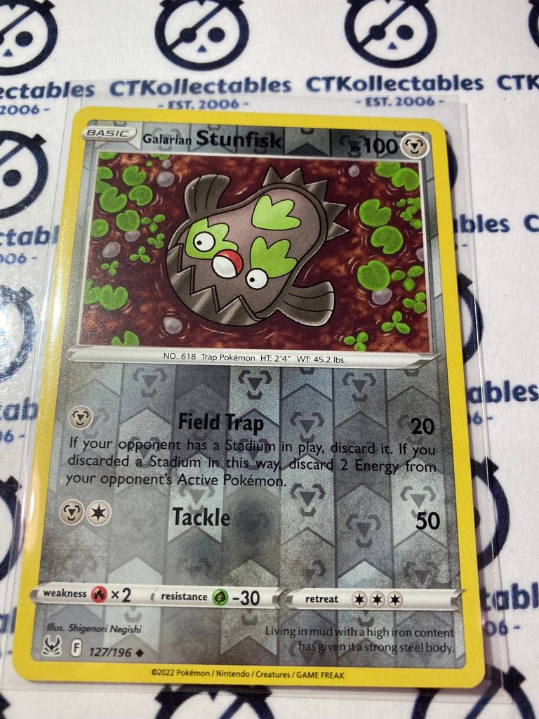 Galarian Stunfisk Reverse Holo #127/196 2022 Sword & Shield Lost Origin Pokemon Card