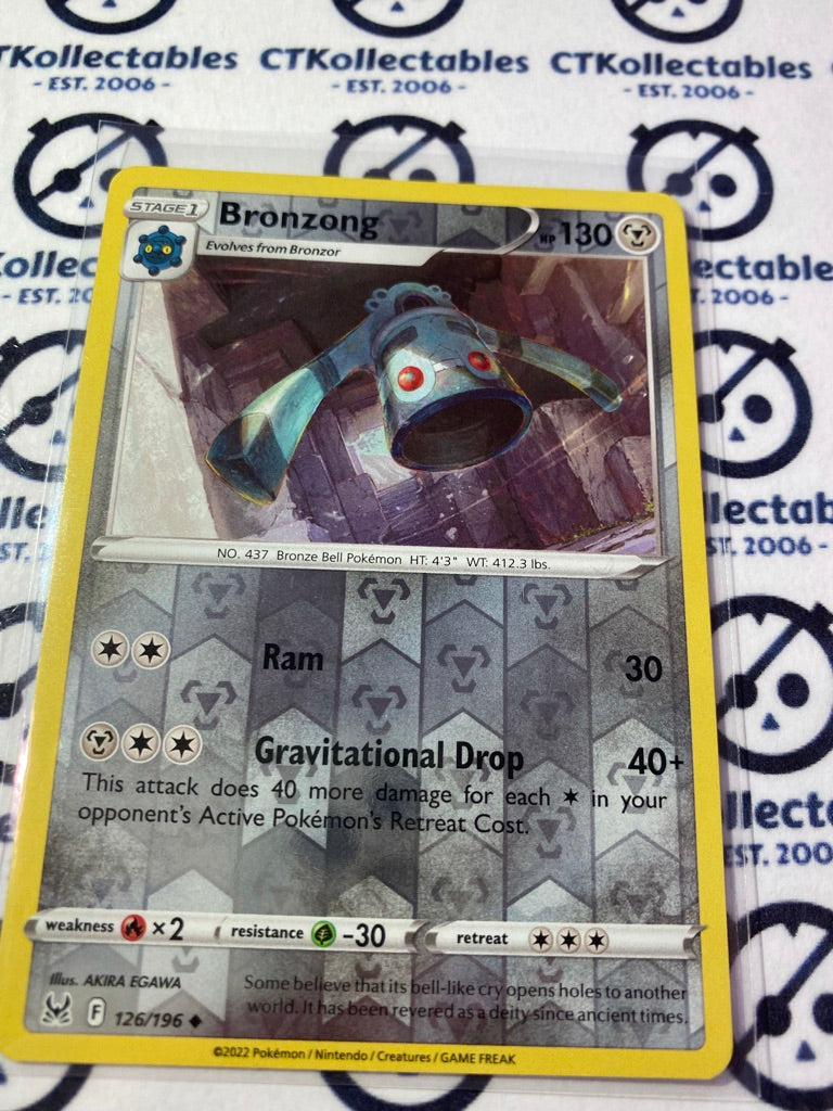 Bronzong Reverse Holo #126/196 2022 Sword & Shield Lost Origin Pokemon Card