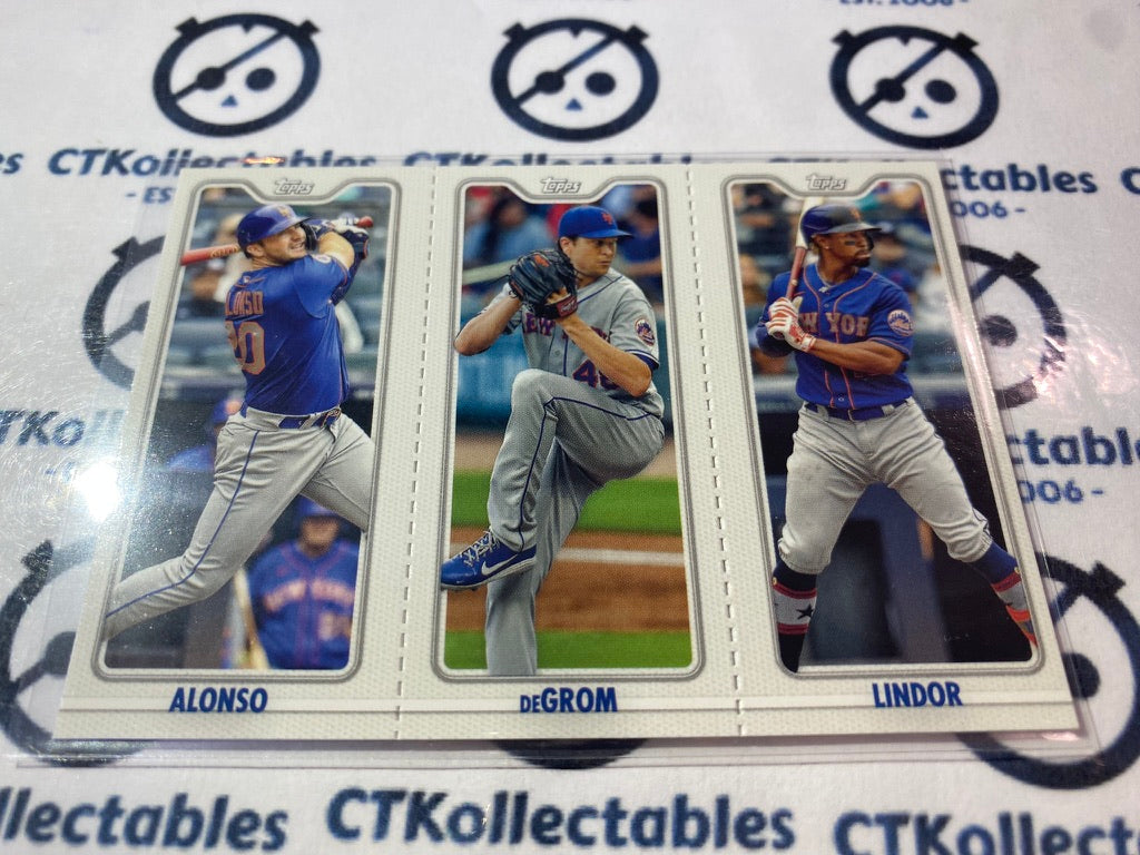 2022 Topps Opening Day Baseball Triple Play Lindor/DeGrom/Alonso #TPC-5B Mets
