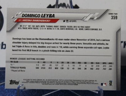 2020 TOPPS BASEBALL DOMINGO LEYBA # 359 ROOKIE ARIZONA DIAMONDBACKS