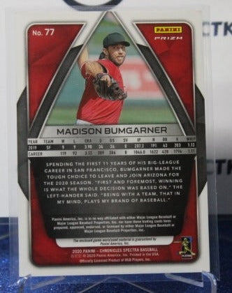 2020 PANINI SPECTRA BASEBALL MADISON BUMGARNER # 77 JERSEY PATCH PRIZM ARIZONA DIAMONDBACKS