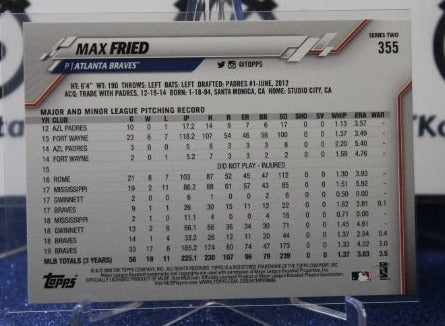 2020 TOPPS BASEBALL MAX FRIED # 355 FUTURE STARS ATLANTA BRAVES