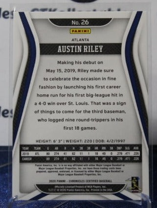2020 PANINI CERTIFIED BASEBALL AUSTIN RILEY # 26 ATLANTA BRAVES