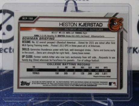 2021 BOWMAN CHROME PROSPECTS HESTON KJERSTAD # BCP-166 PURPLE /199 BALTIMORE ORIOLES BASEBALL