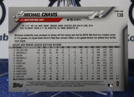 2020 TOPPS FUTURE STARS MICHAEL CHAVIS # 130 BOSTON RED SOX BASEBALL