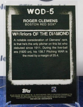 2020 TOPPS ROGER CLEMENS # WOD-5 BOSTON RED SOX BASEBALL