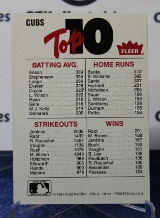 1991 FLEER TEAM LOGO STICKER CHECKLIST CHICAGO CUBS  BASEBALL