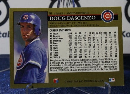 1992 LEAF BLACK/GOLD DOUG DASCENZO # 51 CHICAGO CUBS  BASEBALL