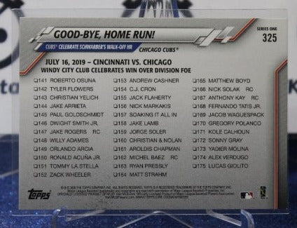 2020 TOPPS CHROME GOOD-BYE, HOME RUN # 325 CHICAGO CUBS BASEBALL