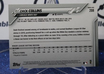2020 TOPPS ZACK COLLINS # 208 ROOKIE CHICAGO WHITE SOX BASEBALL