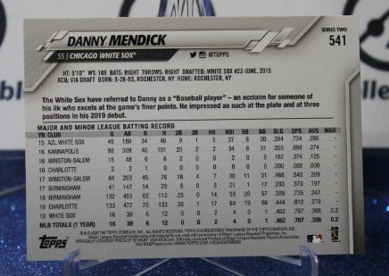 2020 TOPPS DANNY MENDICK # 541 ROOKIE CHICAGO WHITE SOX BASEBALL