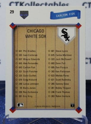 1991 UPPER DECK CARLTON FISK  # 29 CHECKLIST  CHICAGO WHITE SOX  BASEBALL