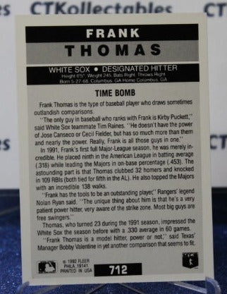 1992 FLEER FRANK THOMAS # 712 CHICAGO WHITE SOX  BASEBALL