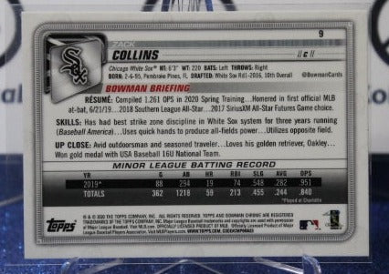 2021 BOWMAN CHROME ZACK COLLINS # 9 ROOKIE CHICAGO WHITE SOX BASEBALL