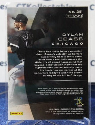 2020 PANINI TITAN DYLAN CEASE # 25 ROOKIE CHICAGO WHITE SOX BASEBALL