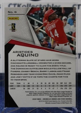 2020 PANINI ROOKIES AND STARS ARISTIDES AQUINO # 4 ROOKIE CINCINNATI REDS BASEBALL
