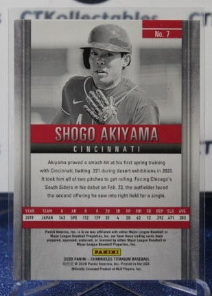 2020 PANINI TITANIUM SHOGO AKIYAMA # 7 ROOKIE CINCINNATI REDS BASEBALL