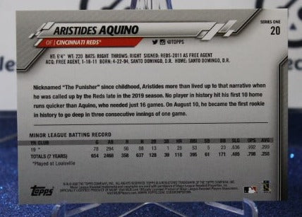 2020 TOPPS ARISTIDES AQUINO # 20 ROOKIE CINCINNATI REDS BASEBALL