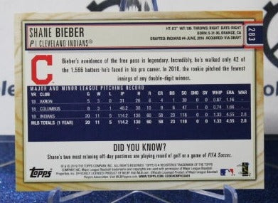 2019 TOPPS BIG LEAGUE SHANE BIEBER # 283 CLEVELAND INDIANS BASEBALL