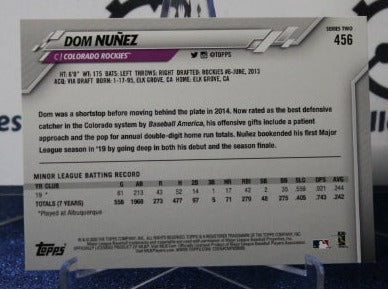 2020 TOPPS DOM NUNEZ # 456 ROOKIE COLORADO ROCKIES BASEBALL