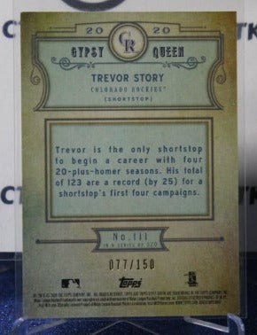 2020 TOPPS GYPSY QUEEN TREVOR STORY # 111 BLUE 077/150 COLORADO ROCKIES BASEBALL