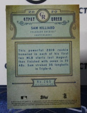 2020 TOPPS GYPSY QUEEN SAM HILLIARD # 265 ROOKIE COLORADO ROCKIES BASEBALL