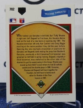 1991 UPPER DECK (Gonzalez/Rhodes/Bagwell) # 702 ROOKIE THREATS HOUSTON ASTROS BASEBALL