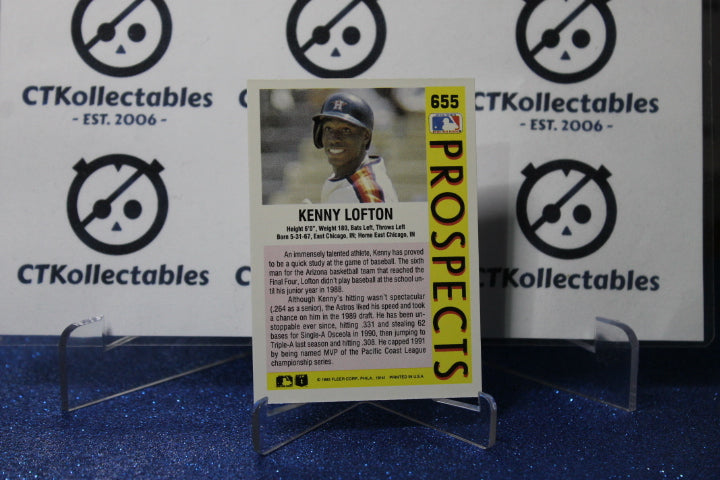 1992 FLEER PROSPECTS KENNY LOFTON # 655 HOUSTON ASTROS BASEBALL
