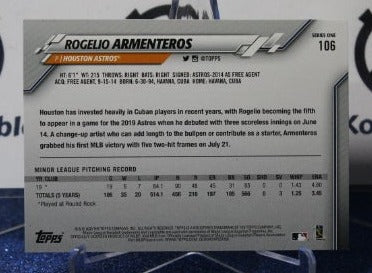2020 TOPPS ROGELIO ARMENTEROS # 106 ROOKIE HOUSTON ASTROS BASEBALL