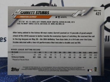 2020 TOPPS GARRETT STUBBS # 421 ROOKIE HOUSTON ASTROS BASEBALL